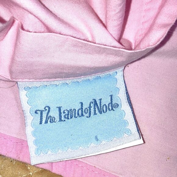 LAND OF NOD Pocket of Posies Pink Embroidered Cotton Pillow Sham Standard - Picture 4 of 6
